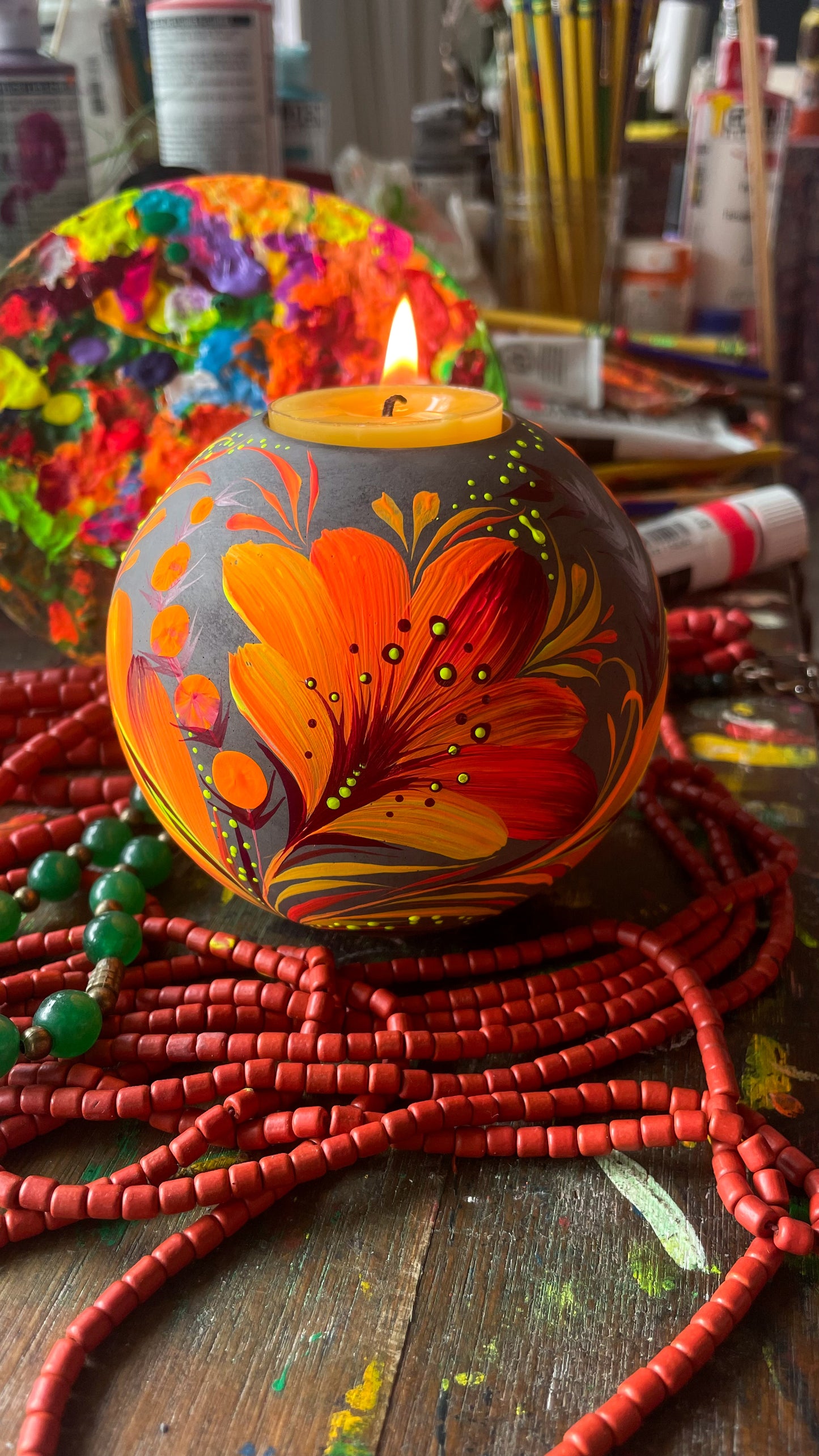 Hand painted candleholder Sphere