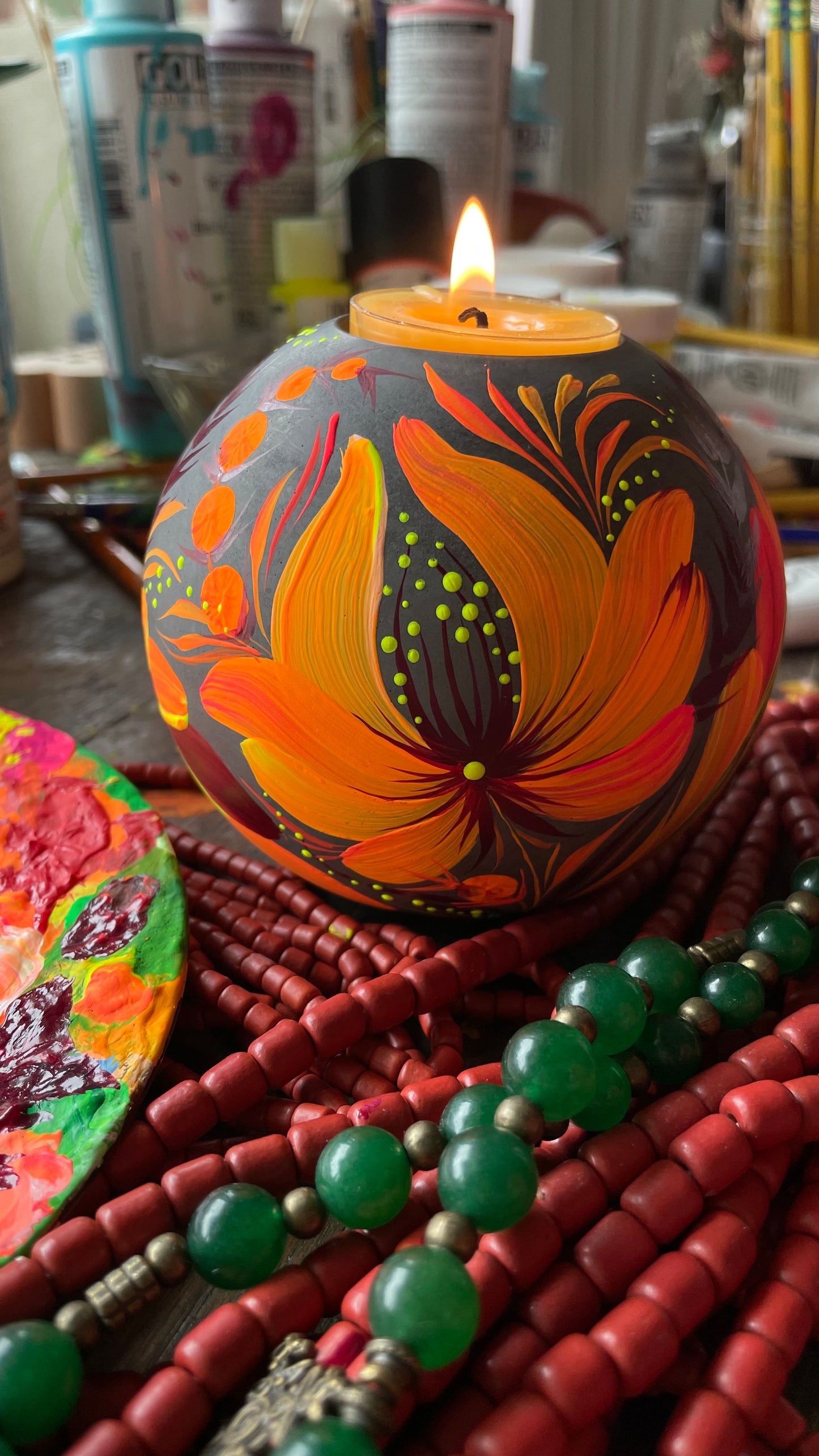 Hand painted candleholder Sphere