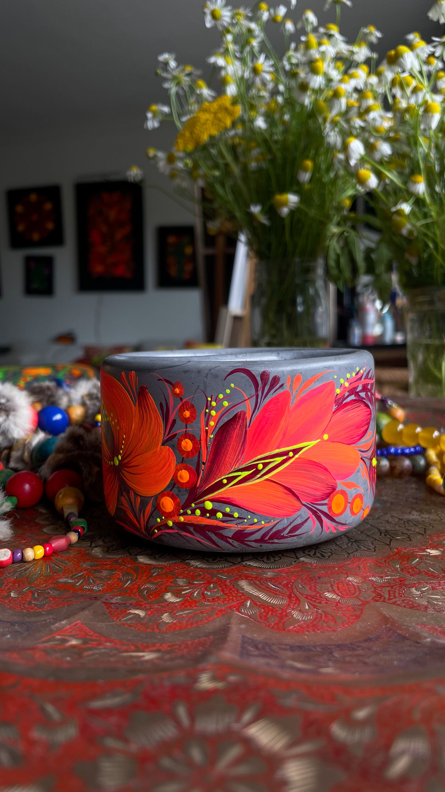 Hand pained candle Orange