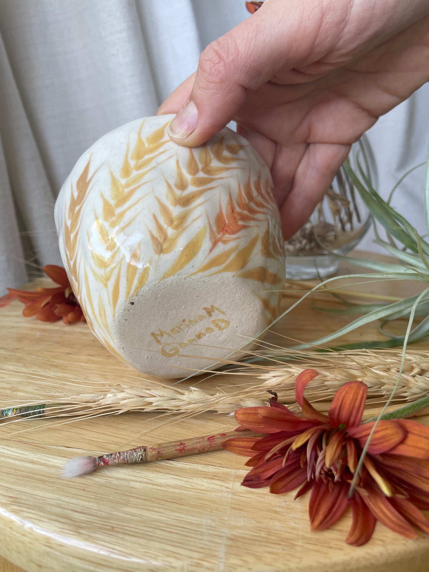 Hand painted mug Wheat