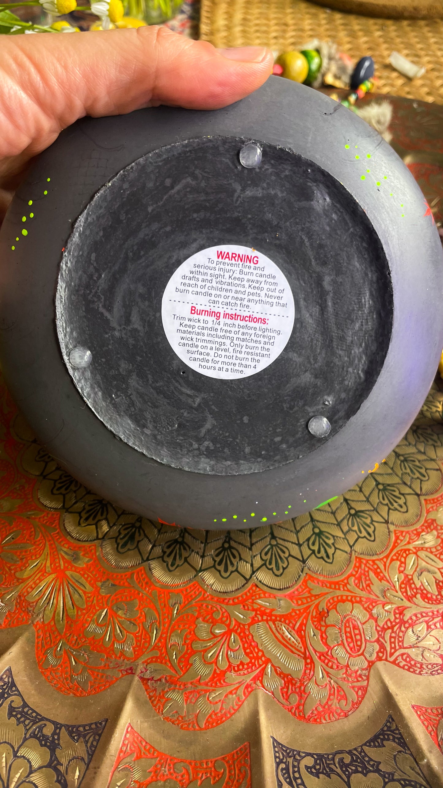 Hand painted candleholder Red and Green