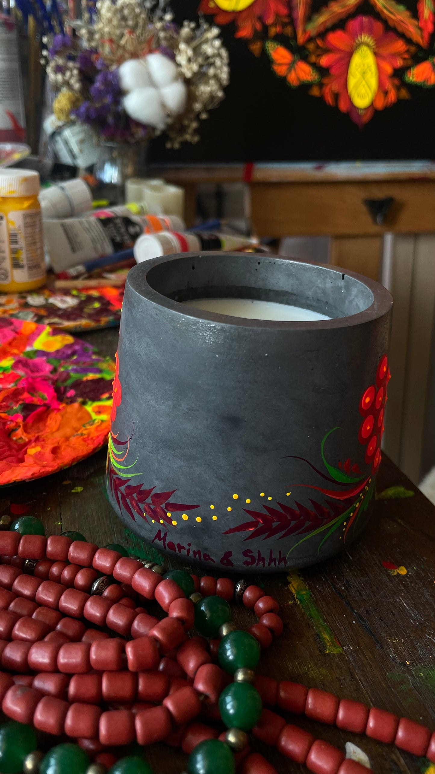Hand painted candle Kalyna