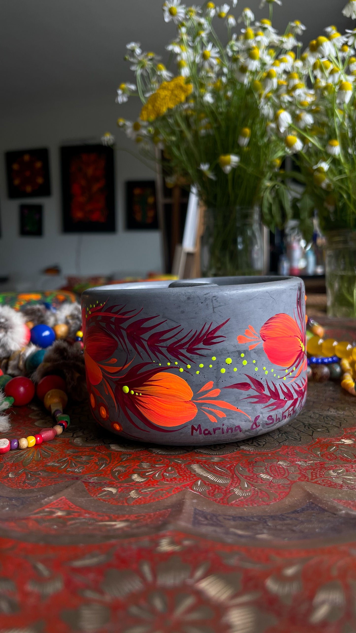 Hand pained candle Orange