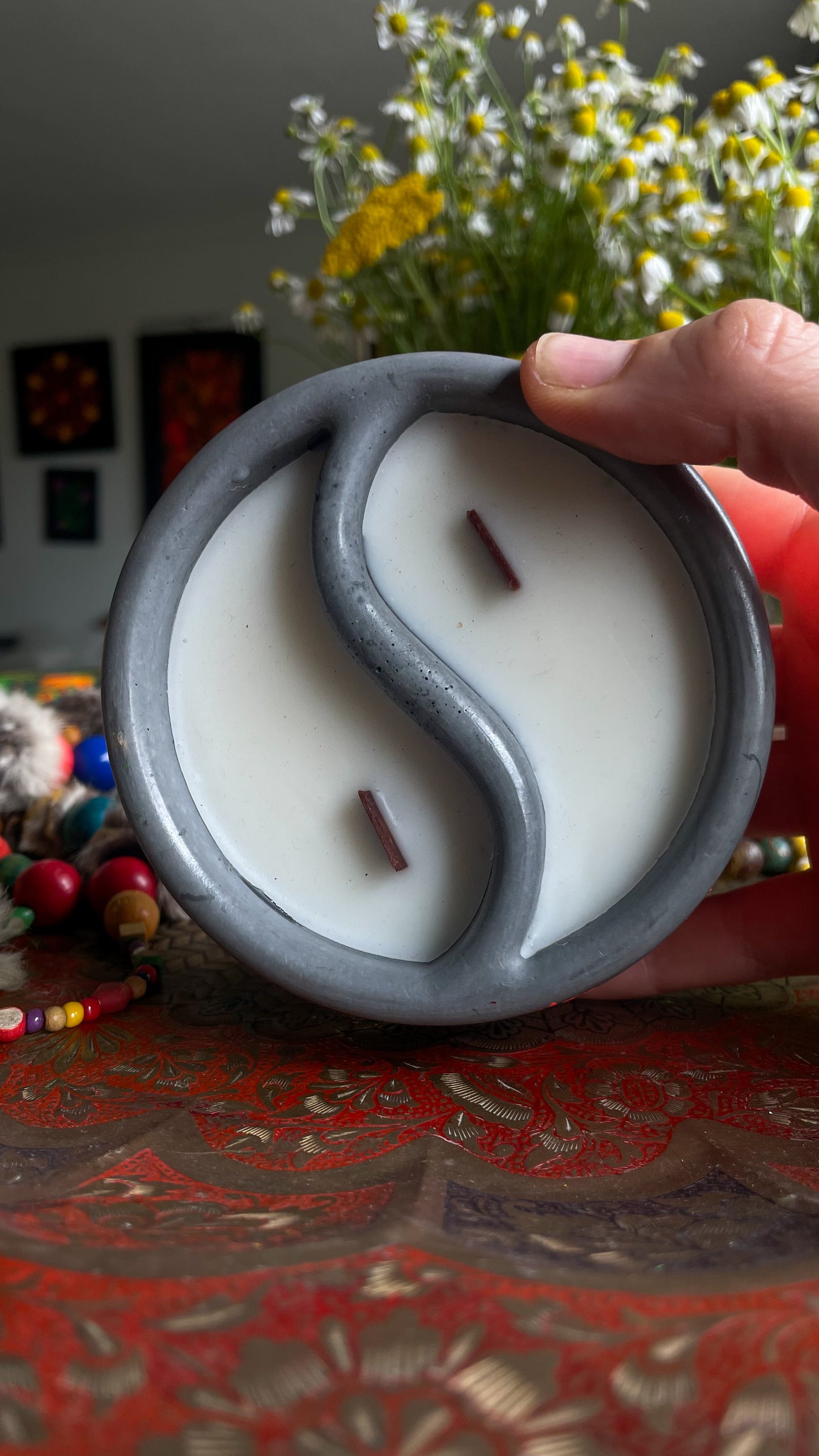 Hand pained candle Orange