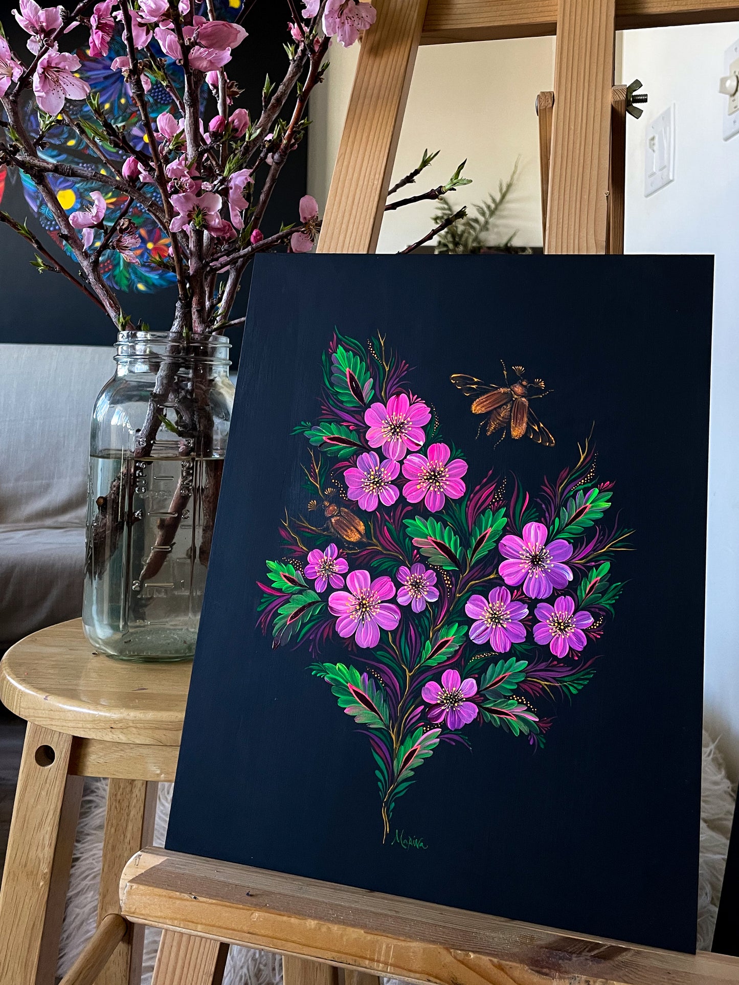 Beetles and Cherry Blossom