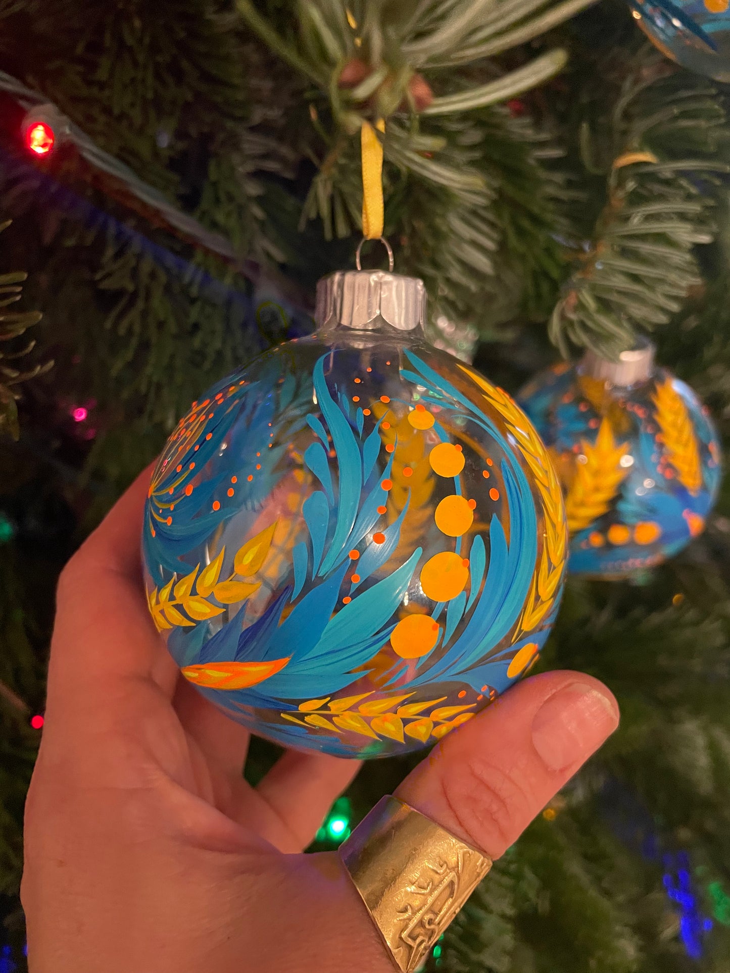 Ornament Blue and Yellow Trident