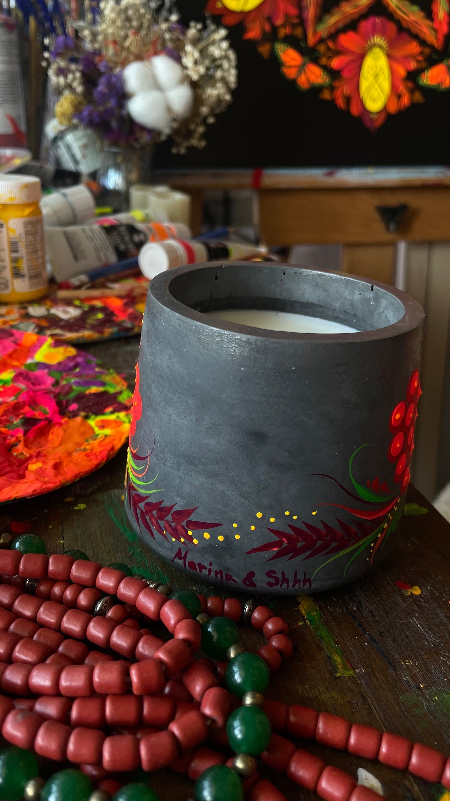 Hand painted candle Kalyna