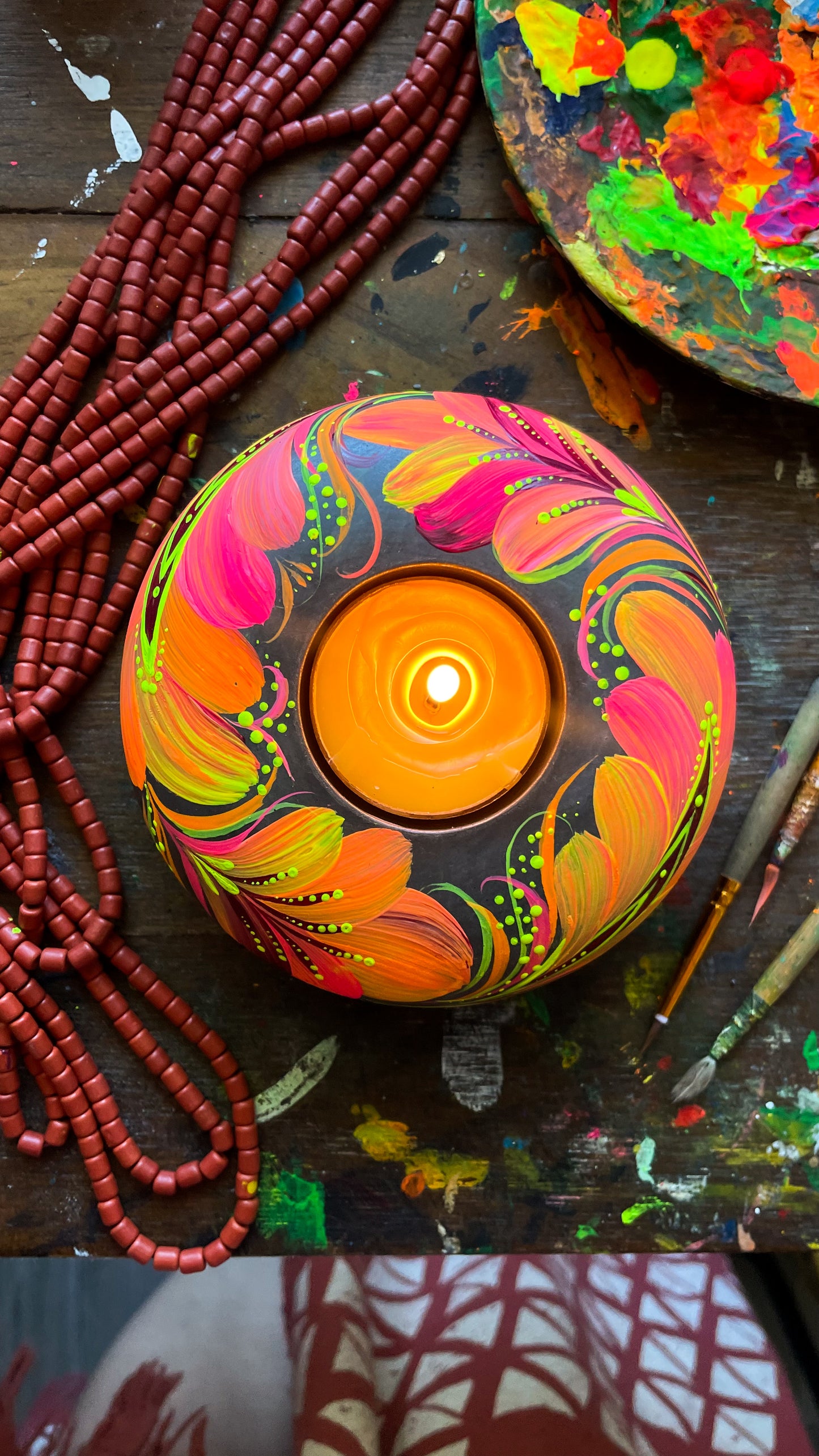 Hand painted candleholder Sunset