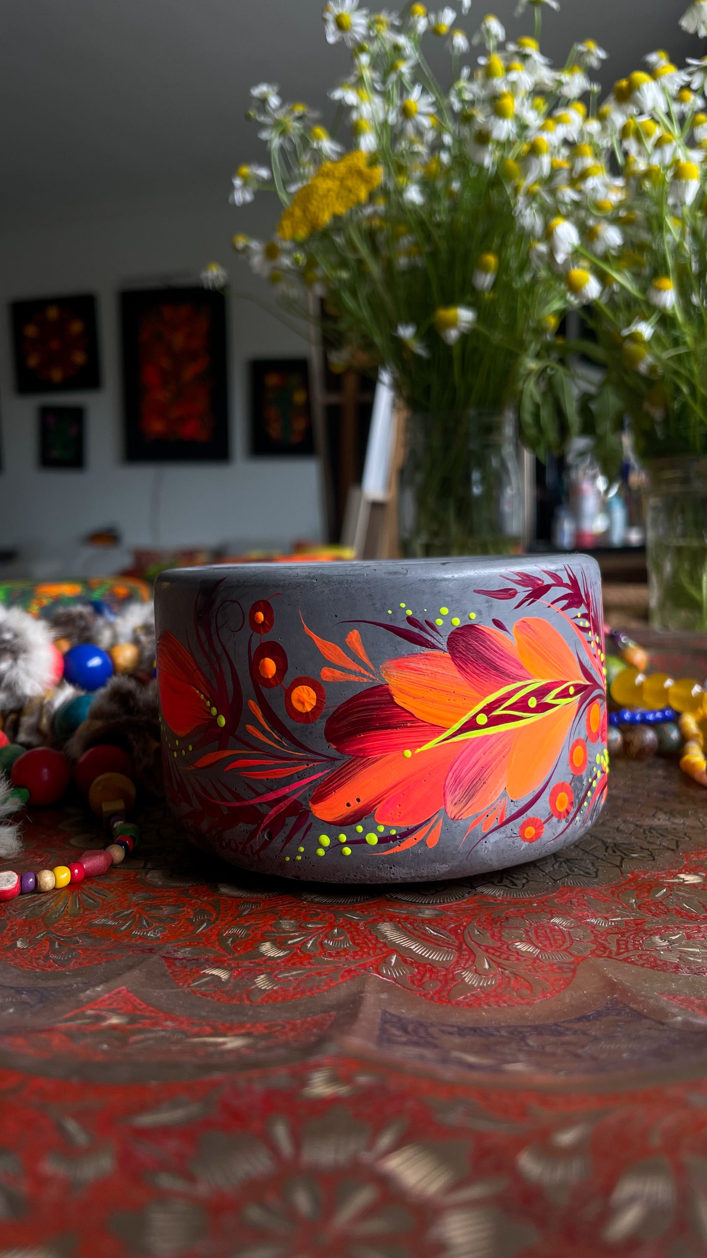 Hand pained candle Orange