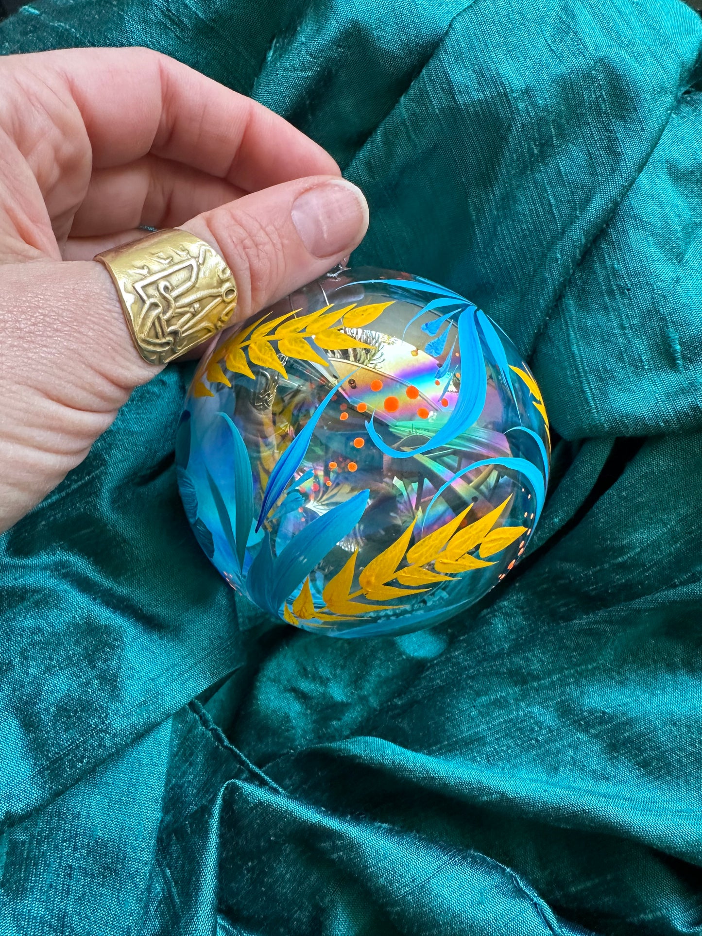 Ornament Blue and Yellow Flowers