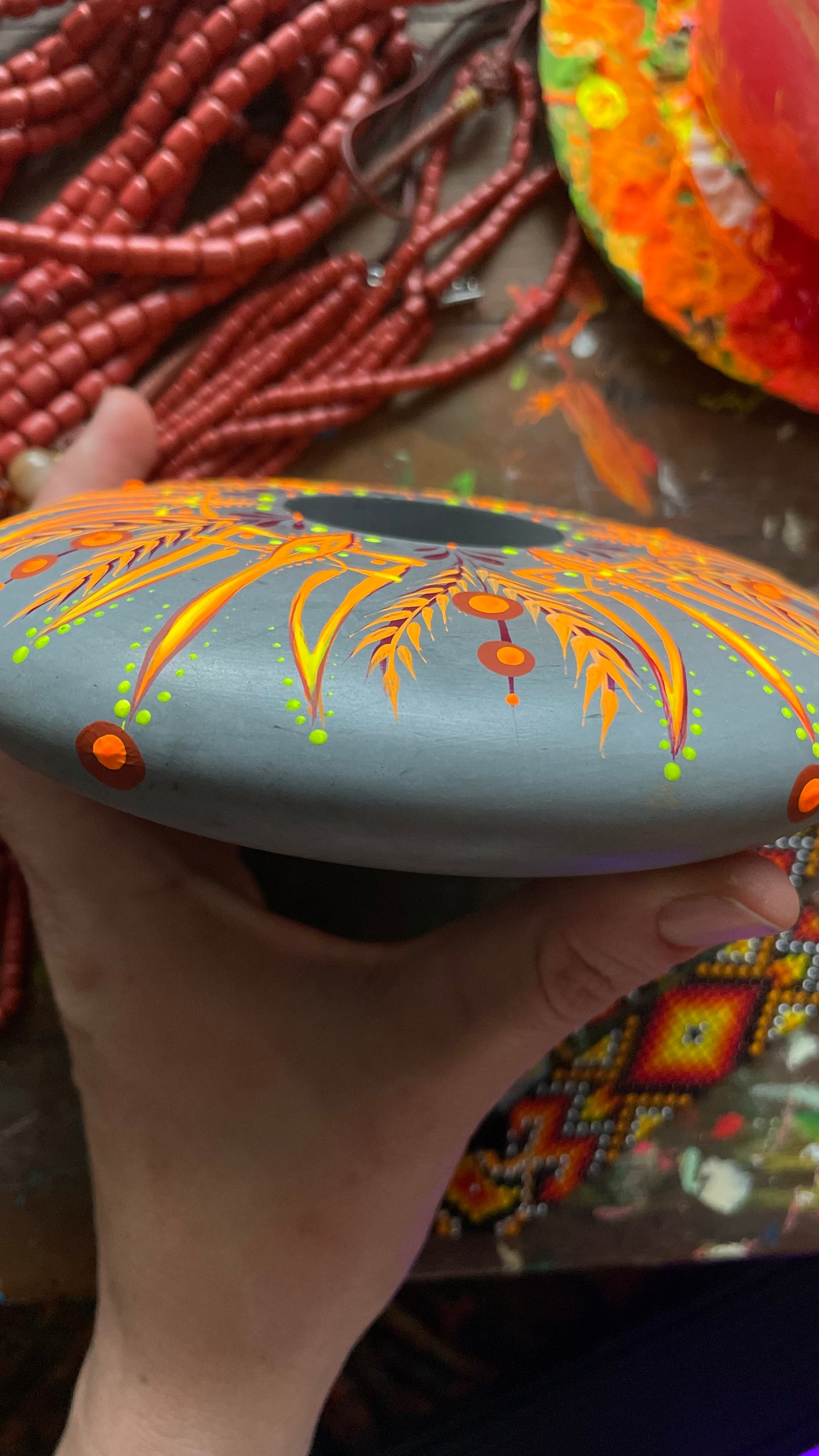 Hand painted candle Tryzub, with added text