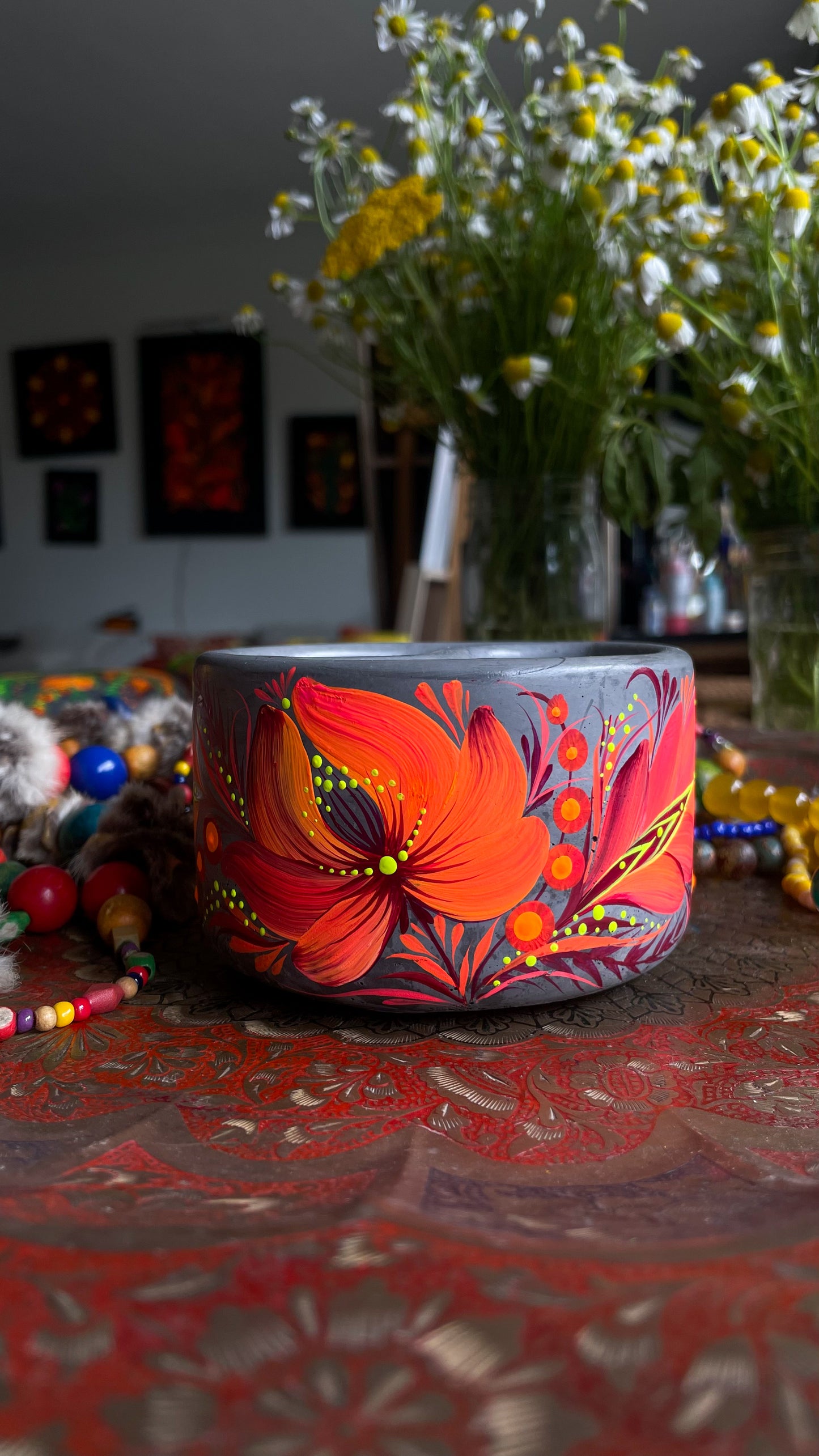 Hand pained candle Orange