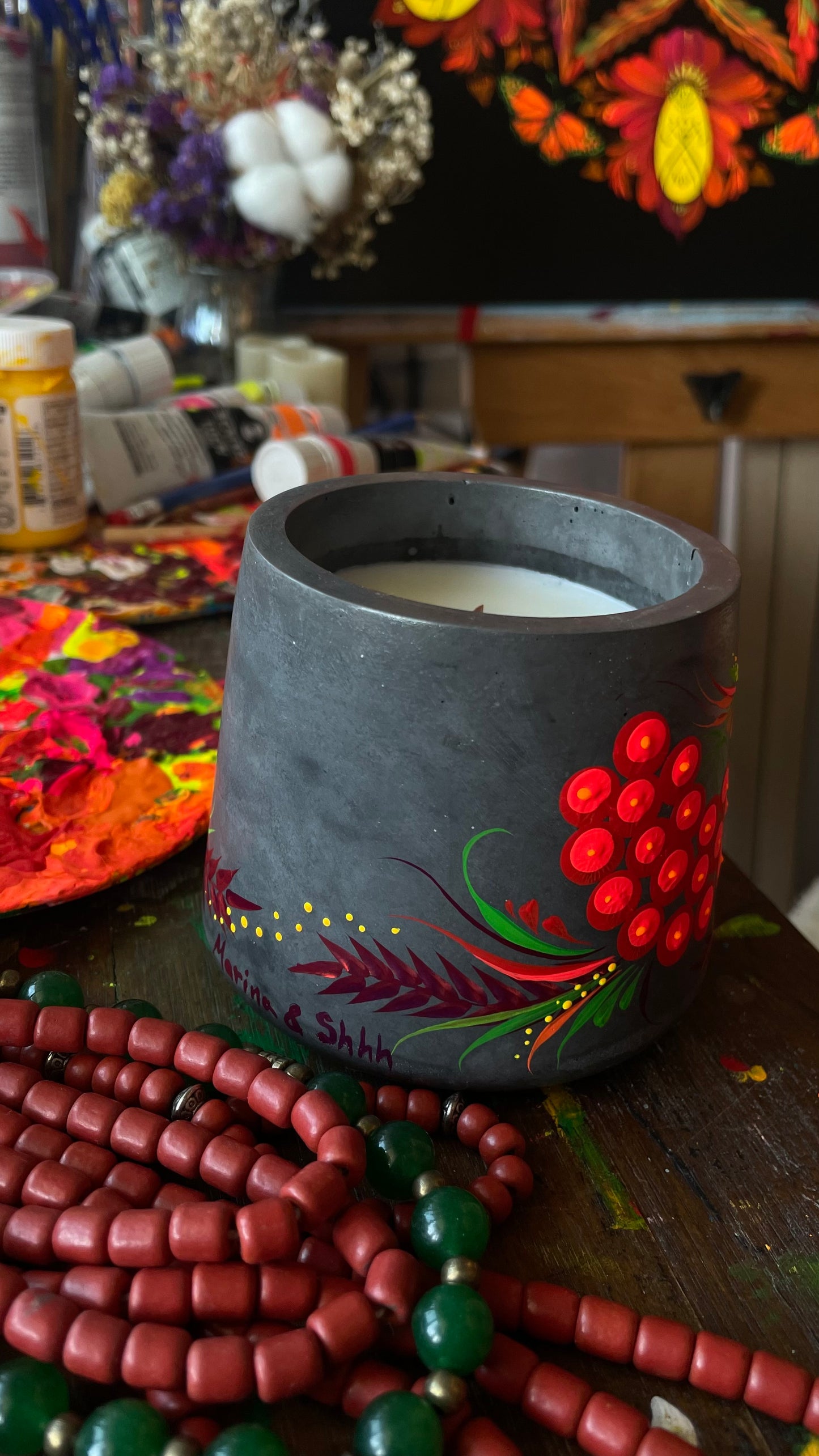 Hand painted candle Kalyna