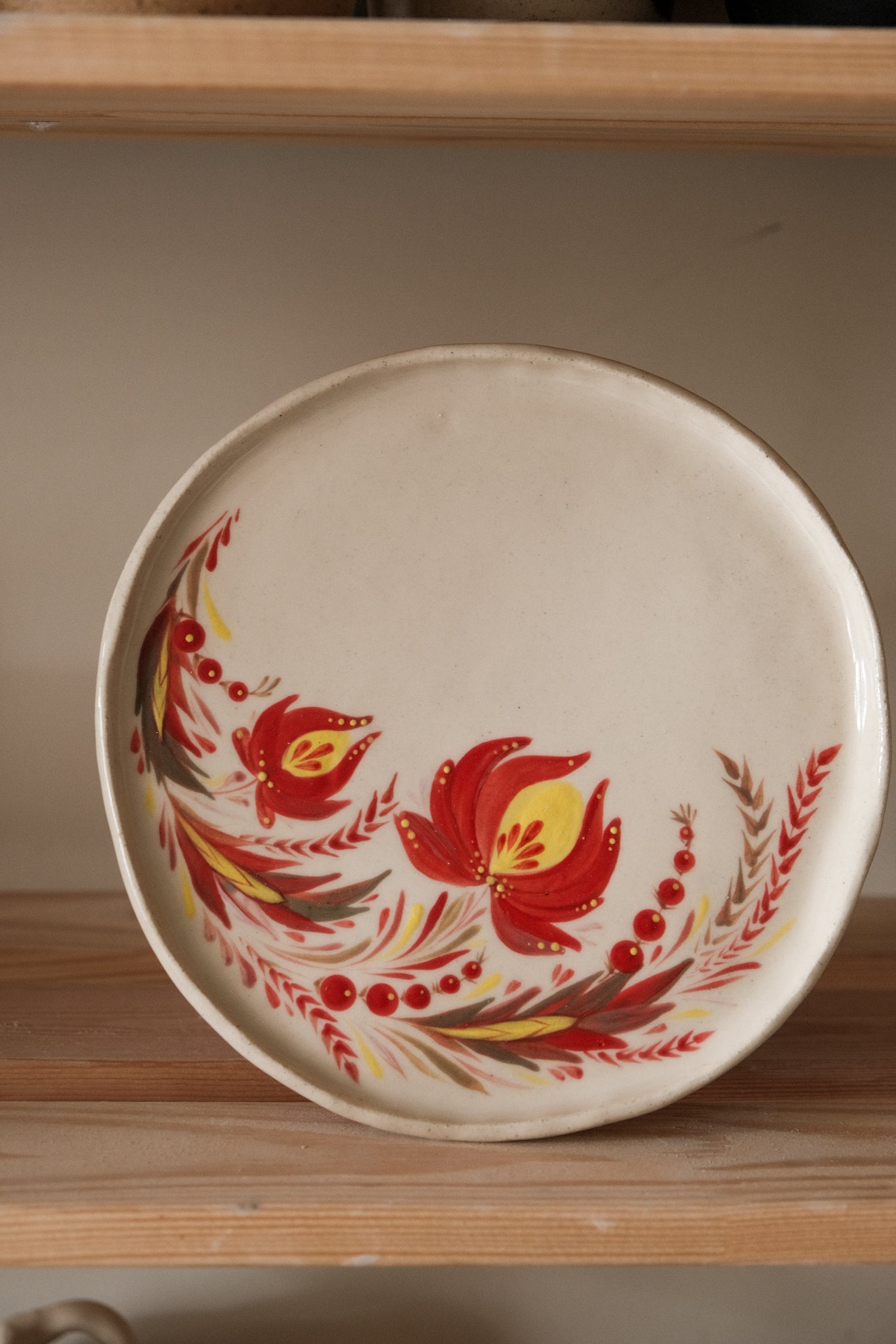 Hand painted ceramic plate Flowers