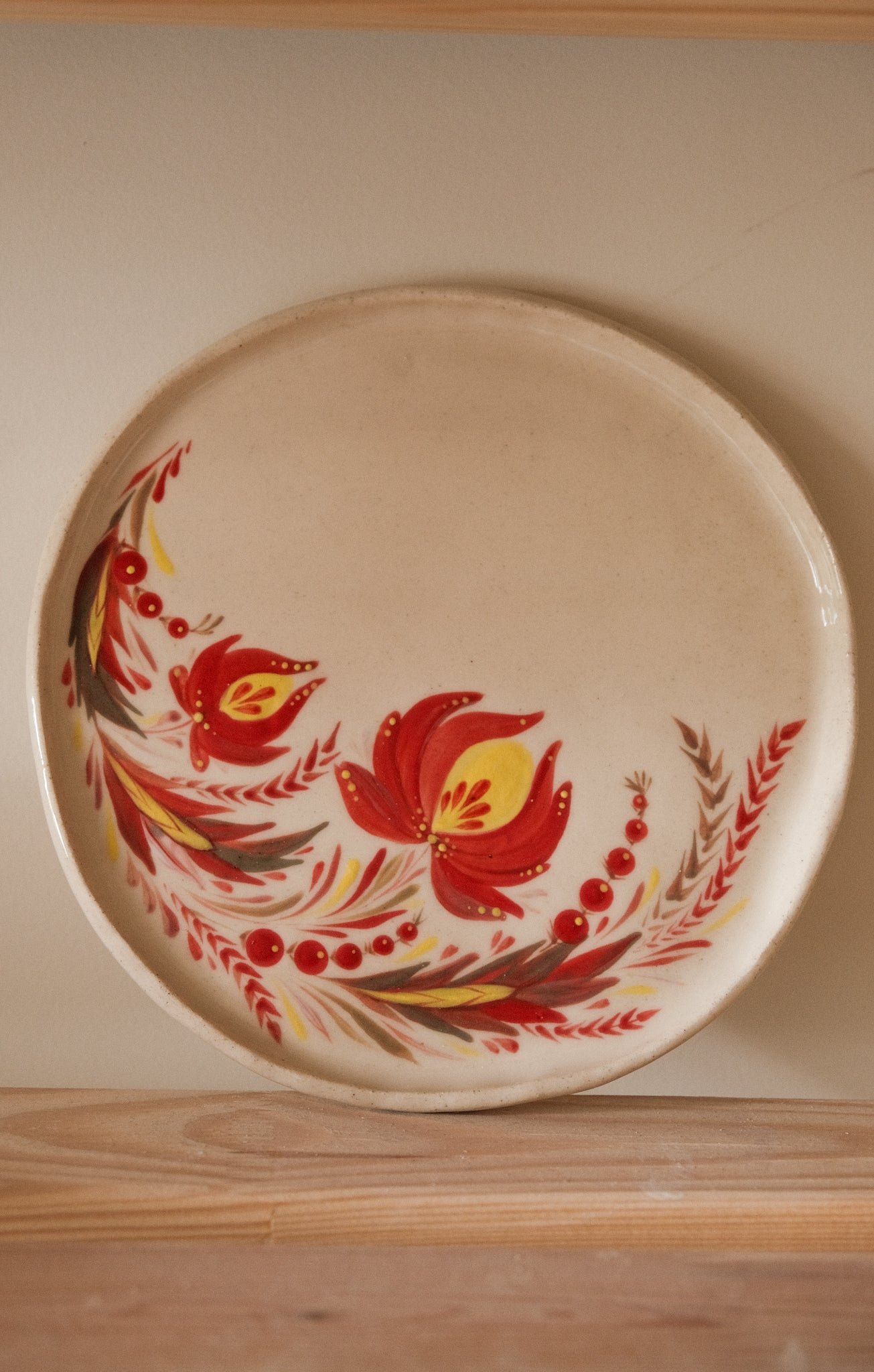 Hand painted ceramic plate Flowers