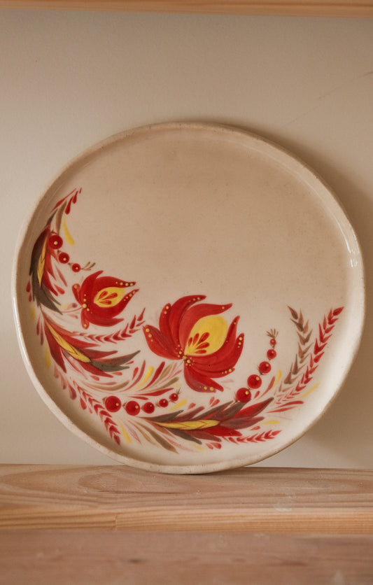 Hand painted ceramic plate Flowers