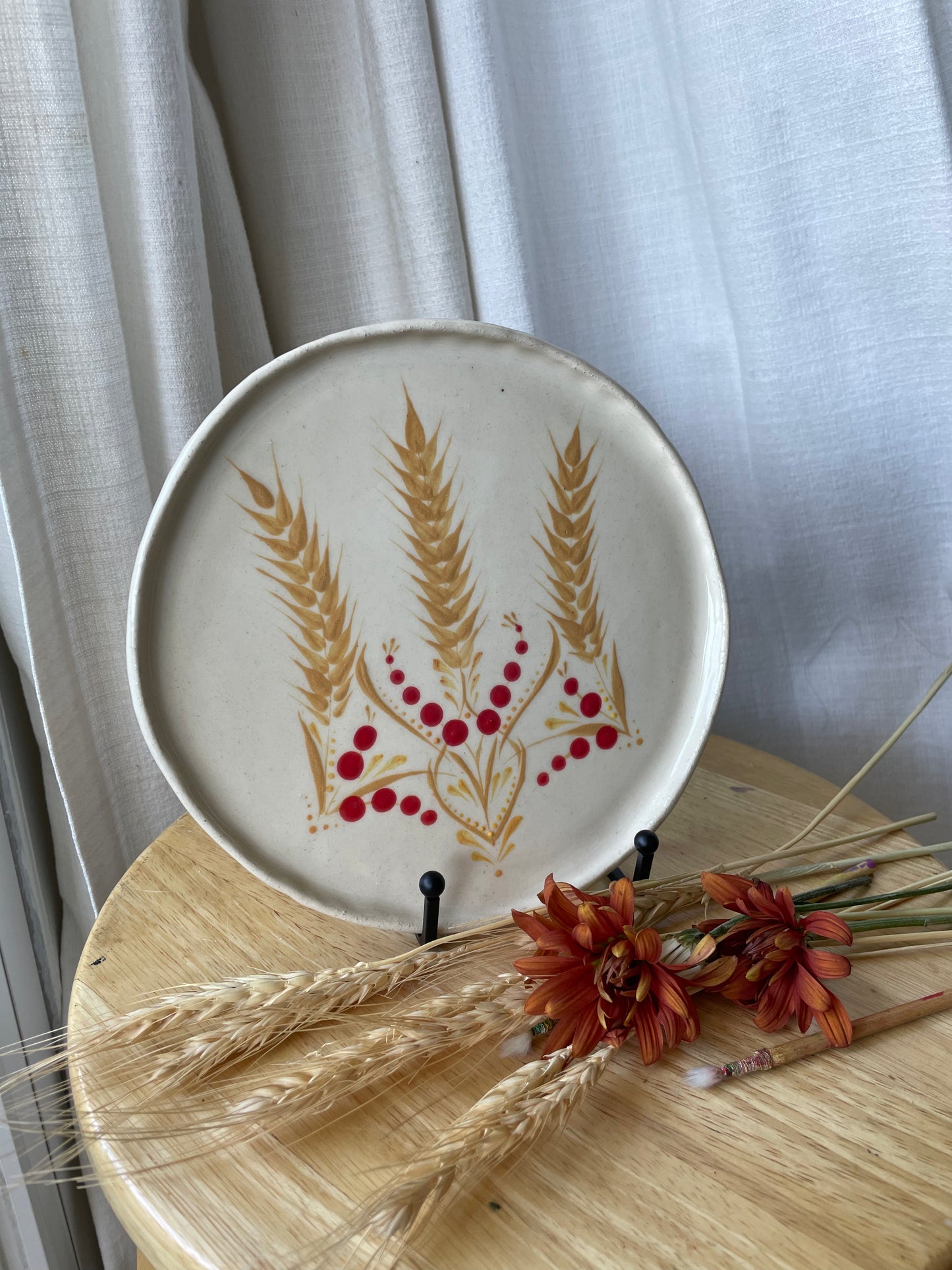 Hand painted ceramic plate Tryzub