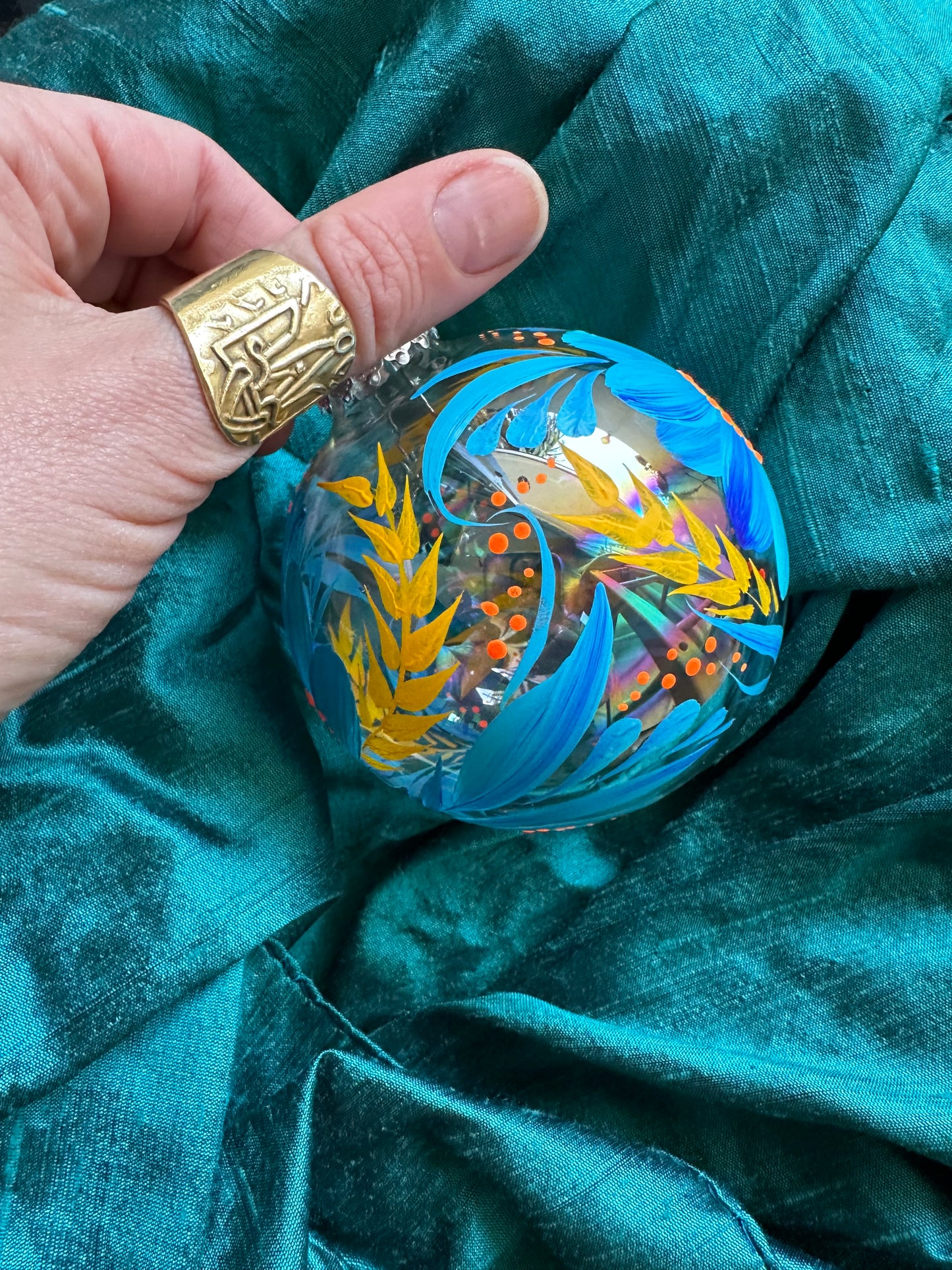 Ornament Blue and Yellow Flowers