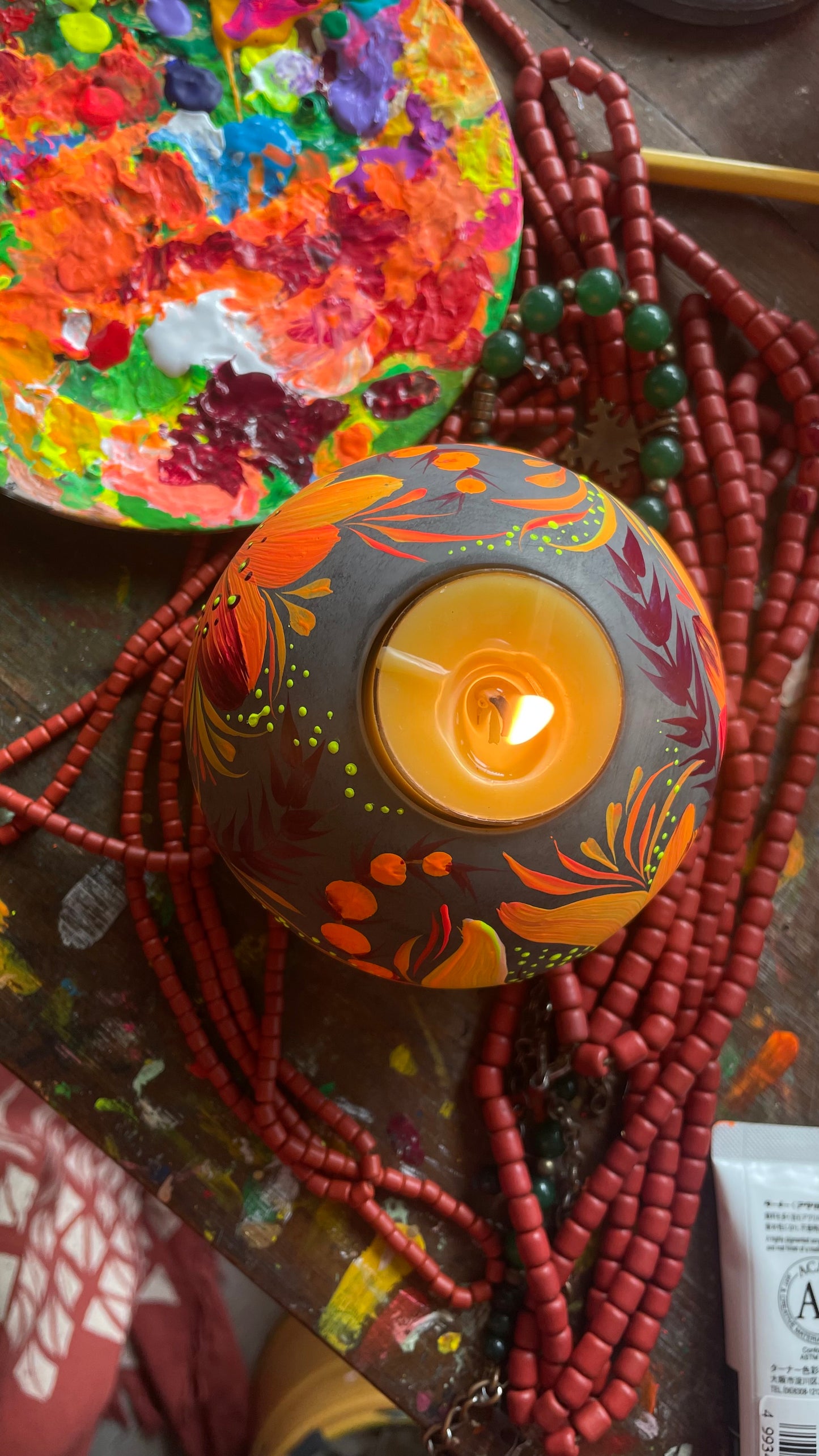 Hand painted candleholder Sphere