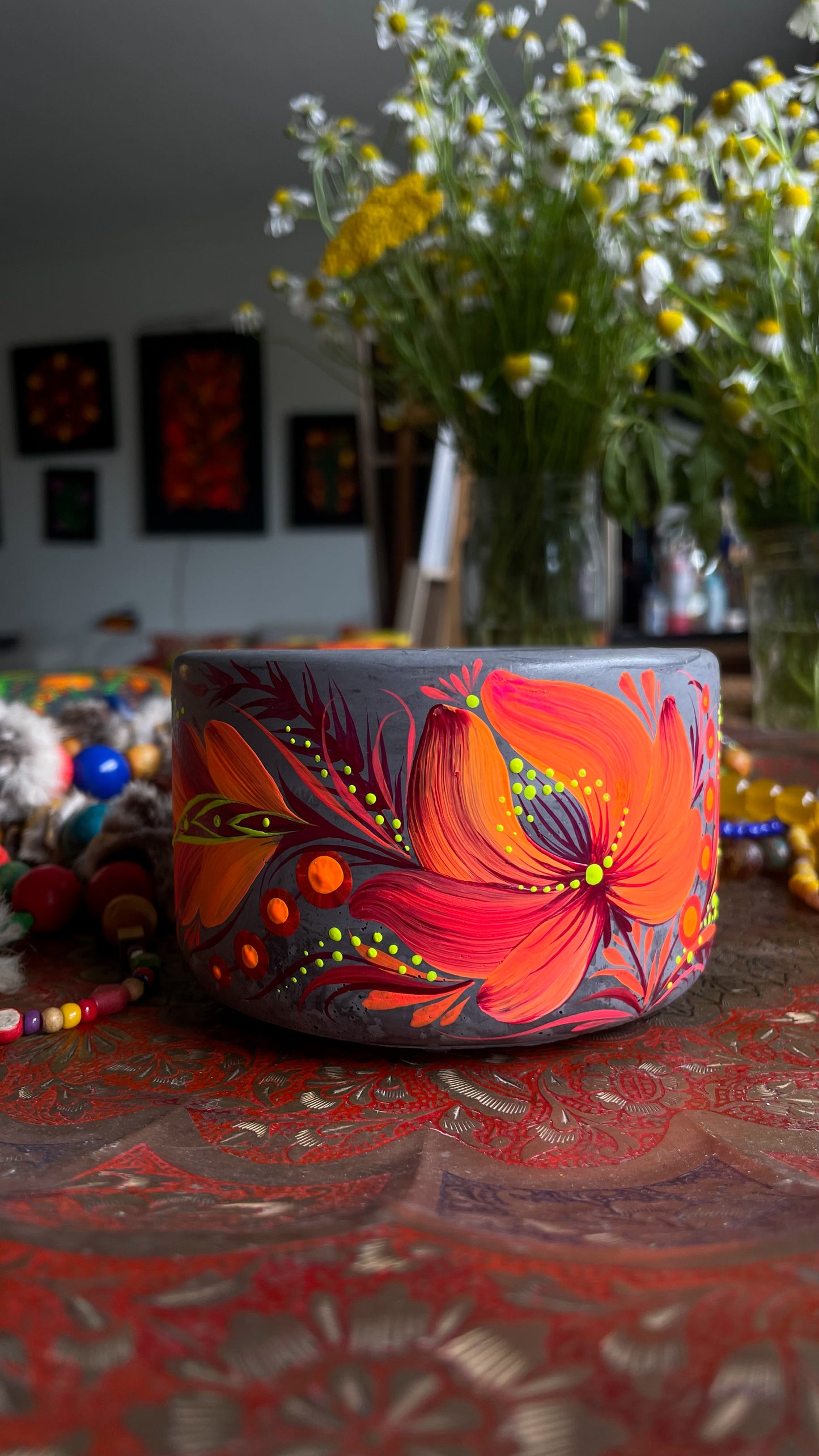 Hand pained candle Orange