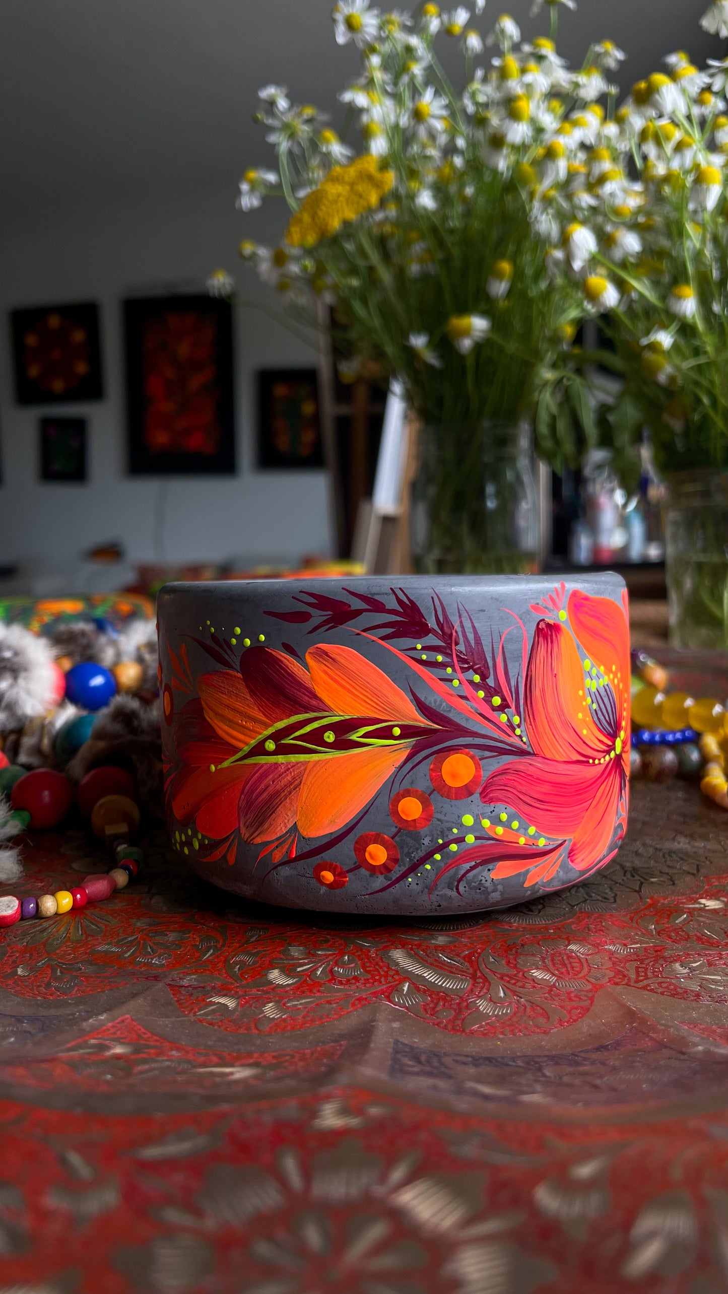 Hand pained candle Orange