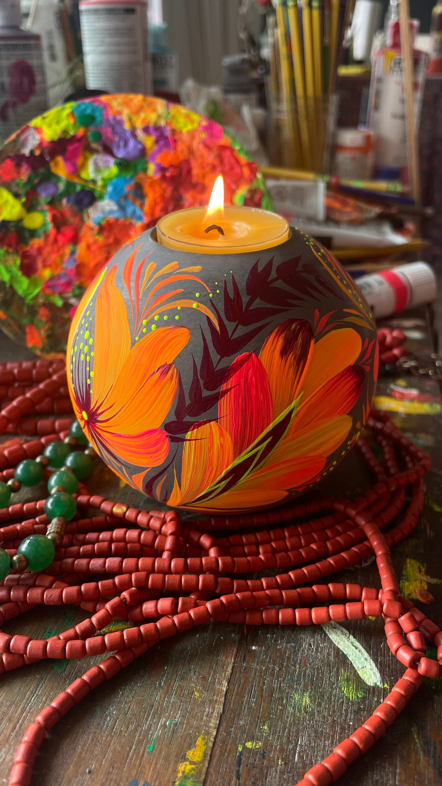 Hand painted candleholder Sphere