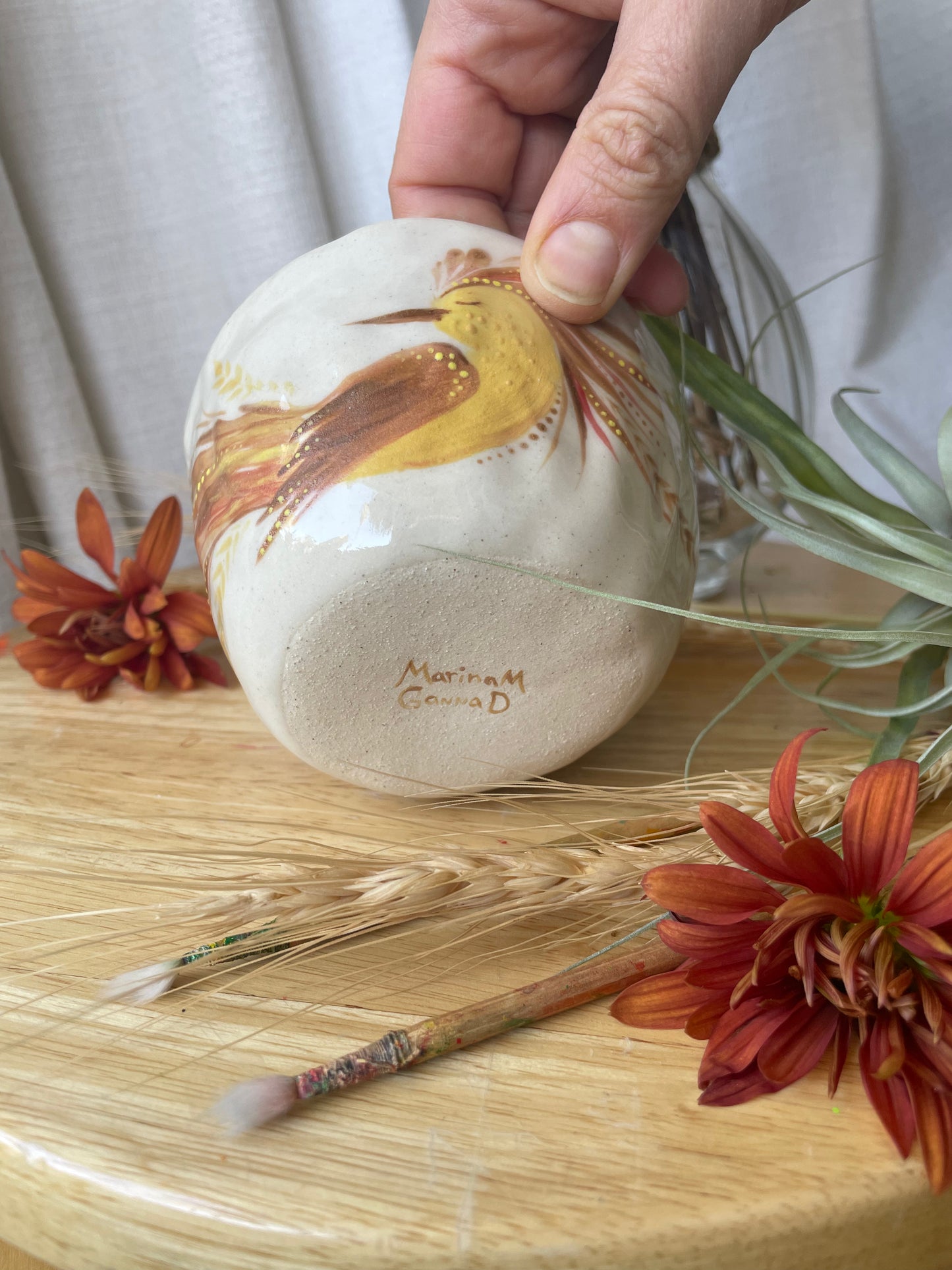 Hand painted mug Bird