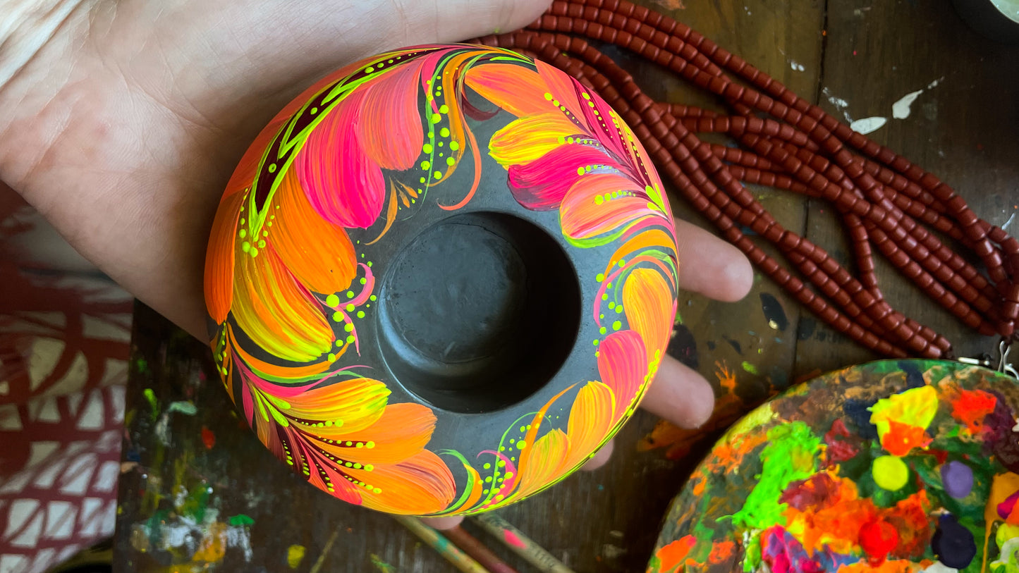 Hand painted candleholder Sunset