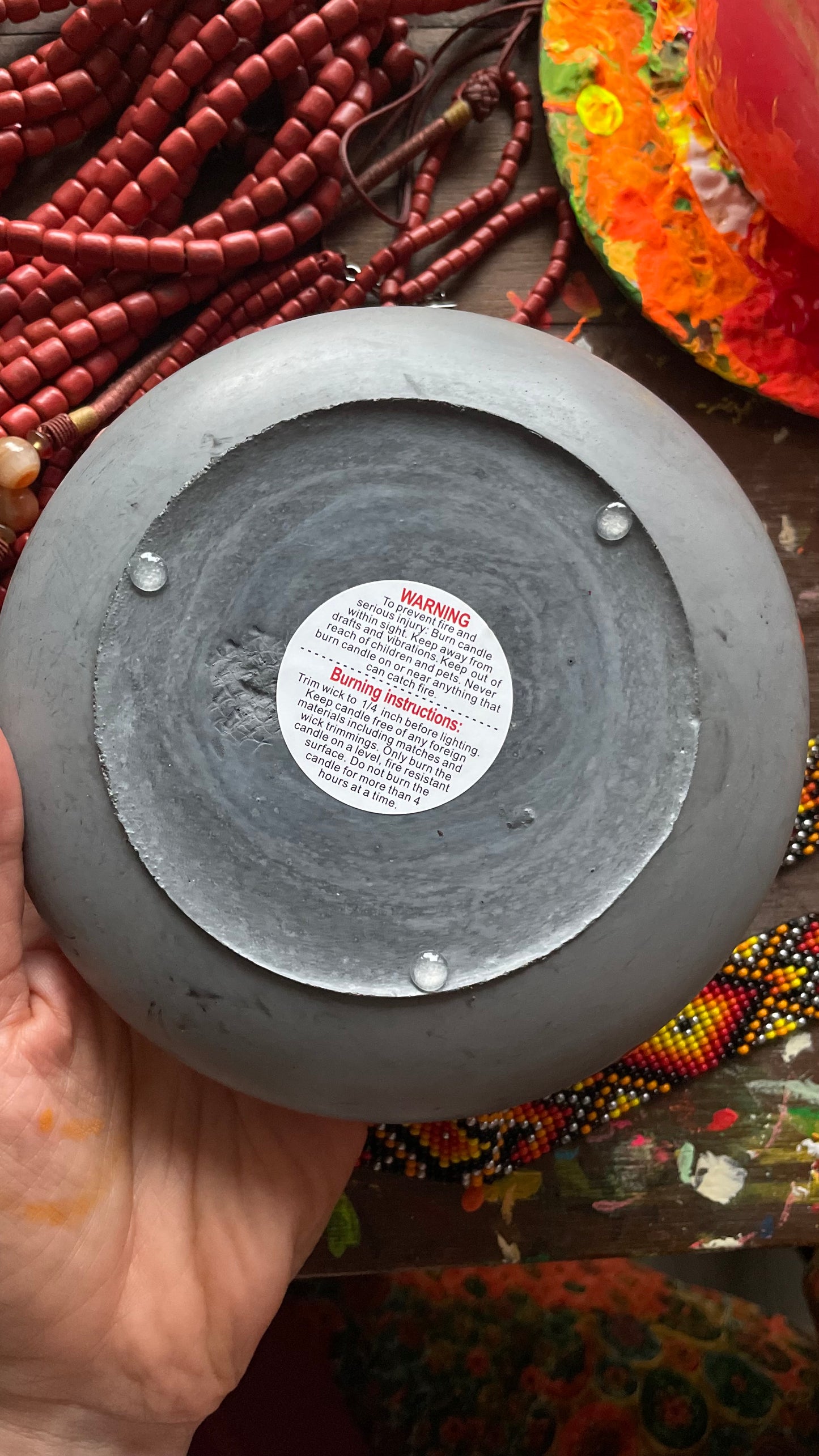 Hand painted candle Tryzub, with added text