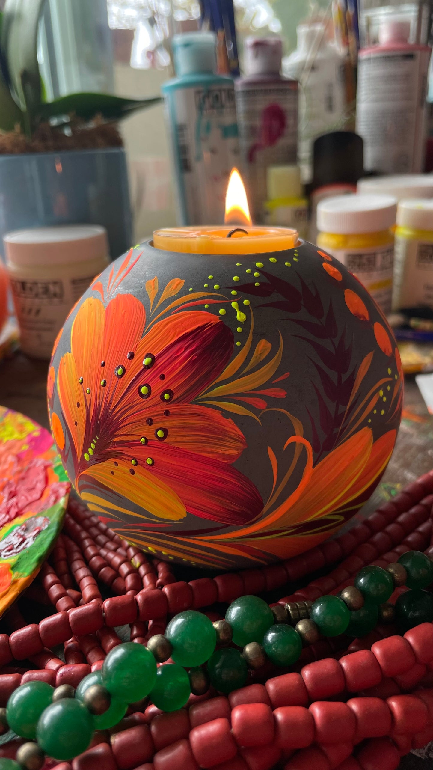 Hand painted candleholder Sphere