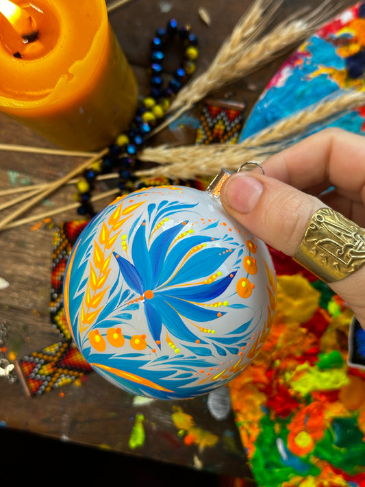 Ornament Blue and Yellow on white