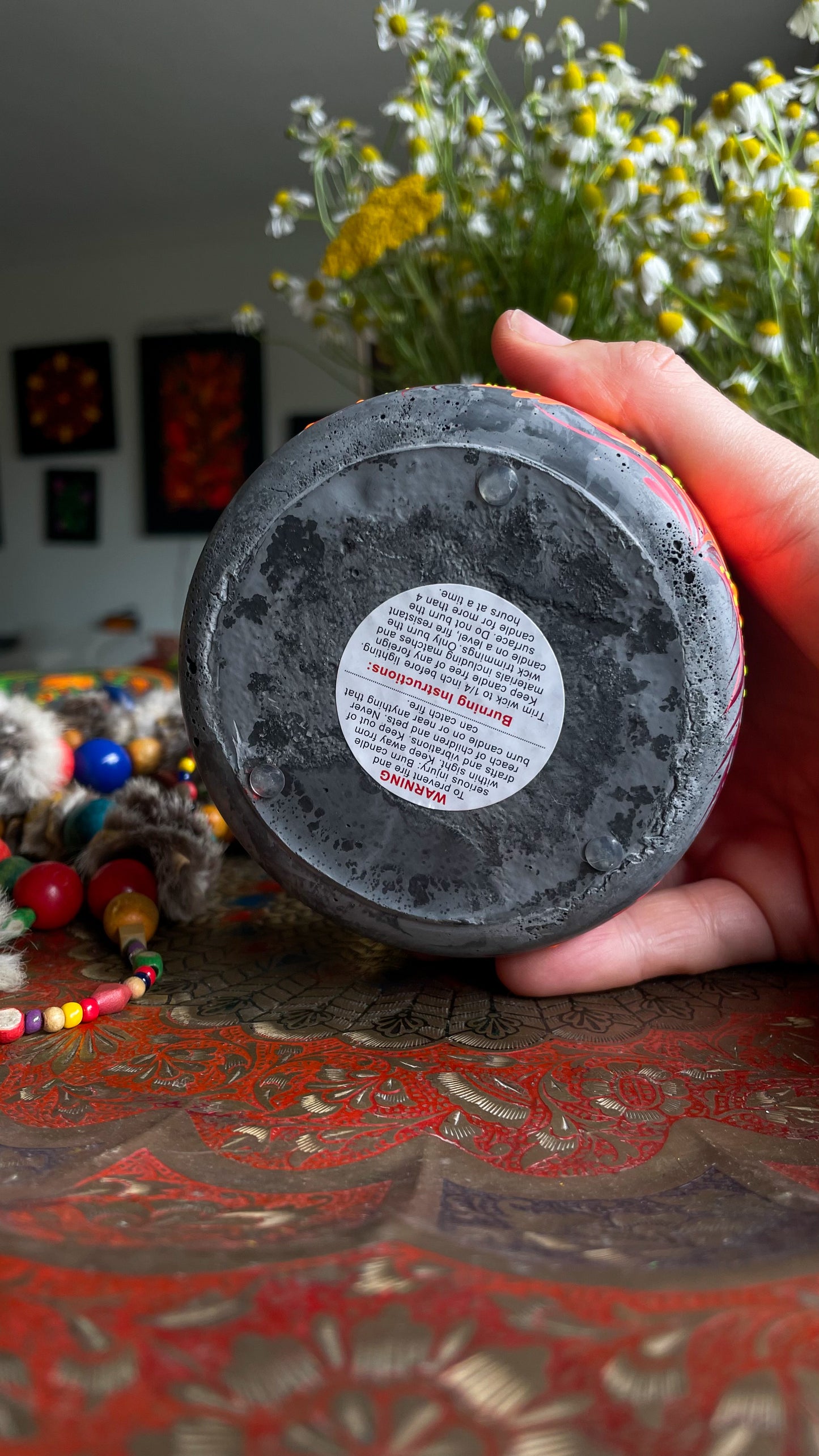 Hand pained candle Orange