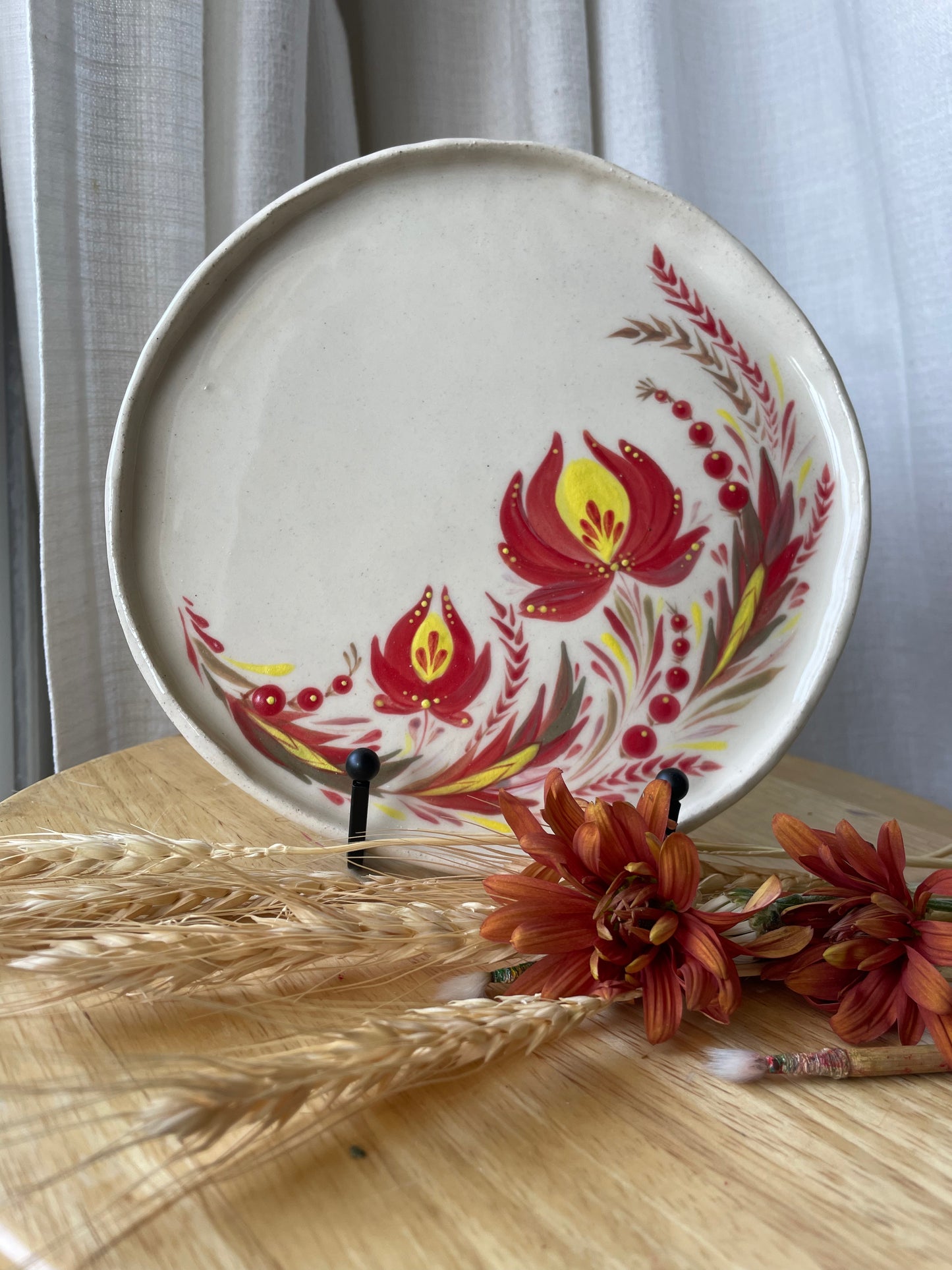 Hand painted ceramic plate Flowers