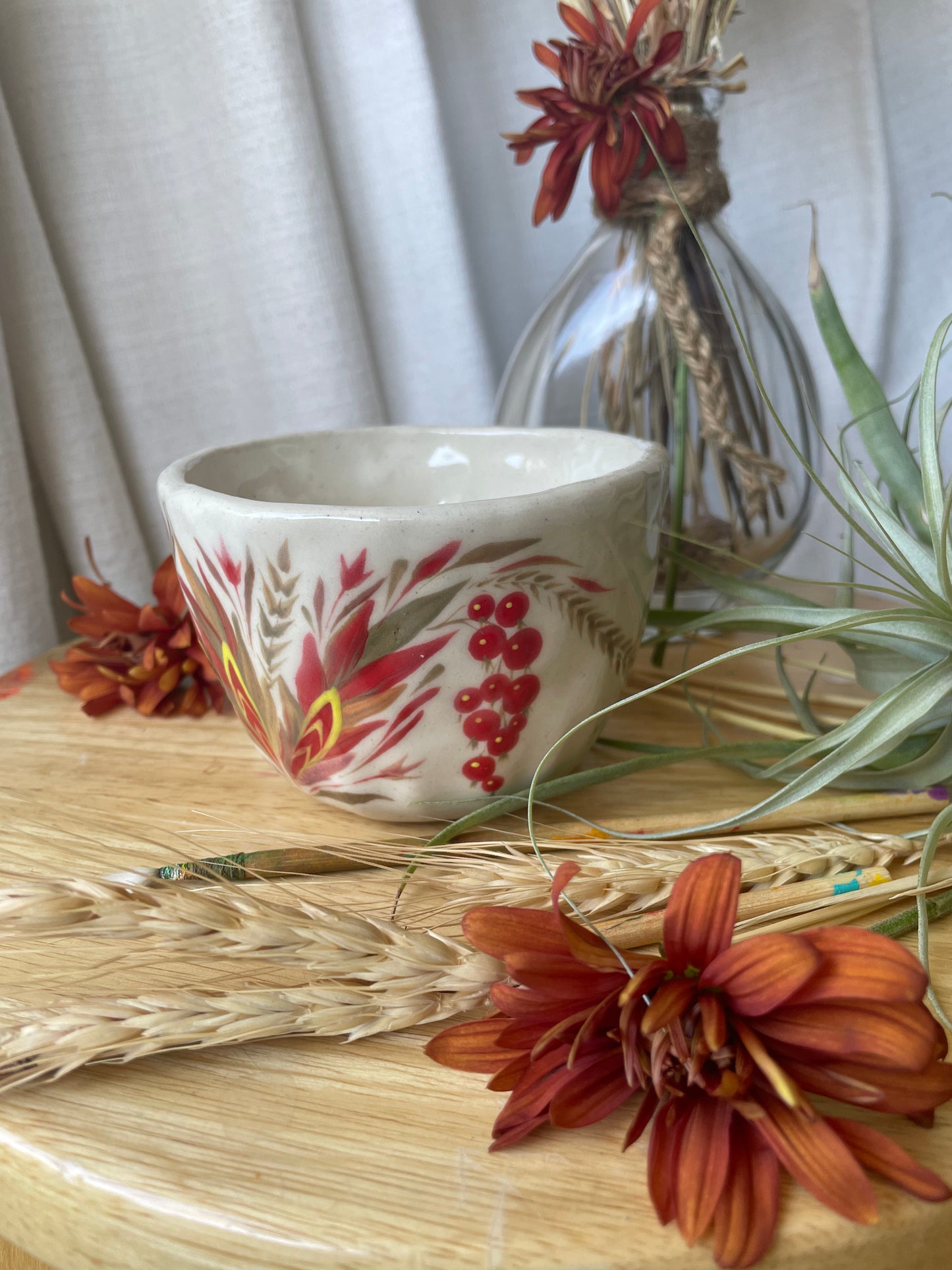 Hand painted mug Red Currant