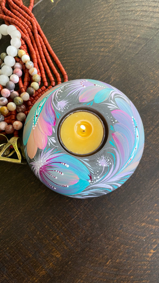 Hand painted candleholder Blue