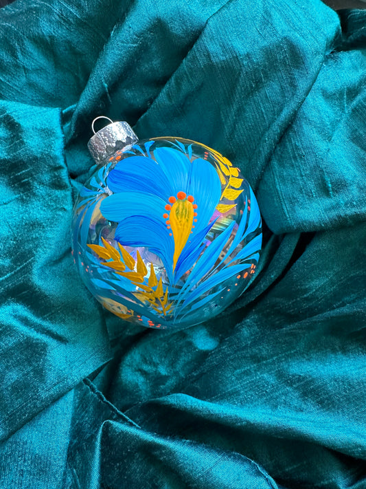 Ornament Blue and Yellow Flowers