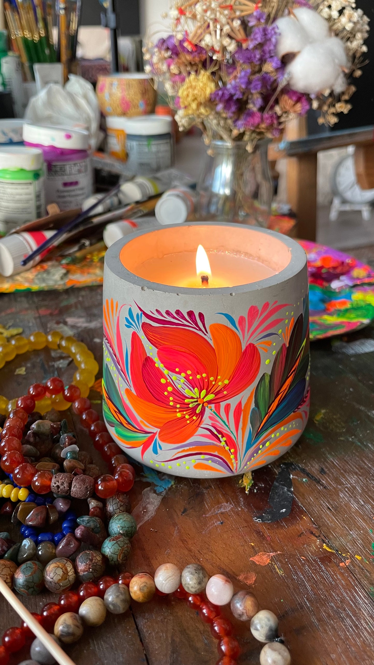 Hand painted candle, custom order