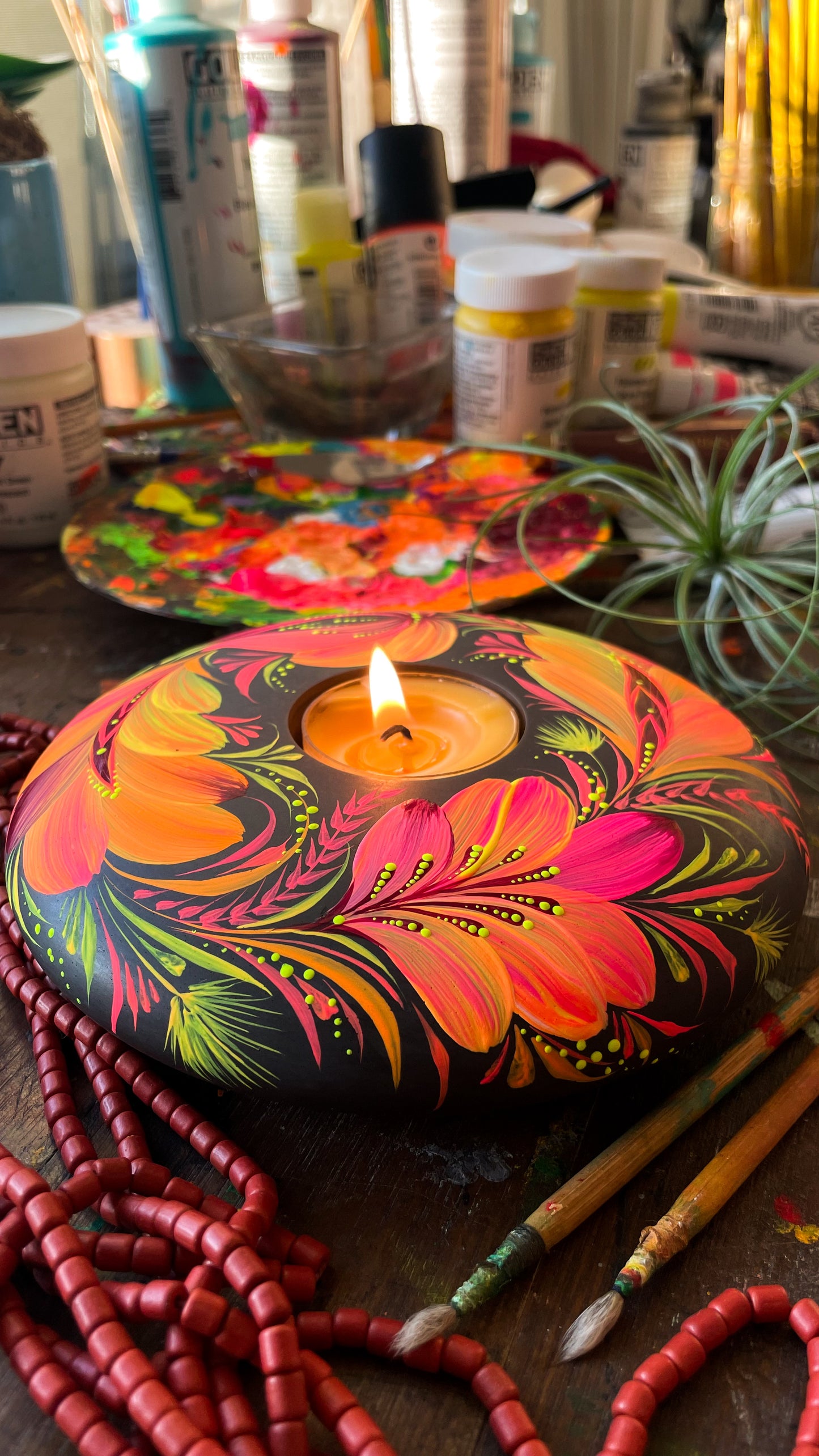 Hand painted candleholder Sunset