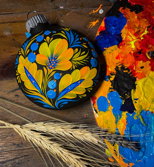 Ornament yellow and blue flower