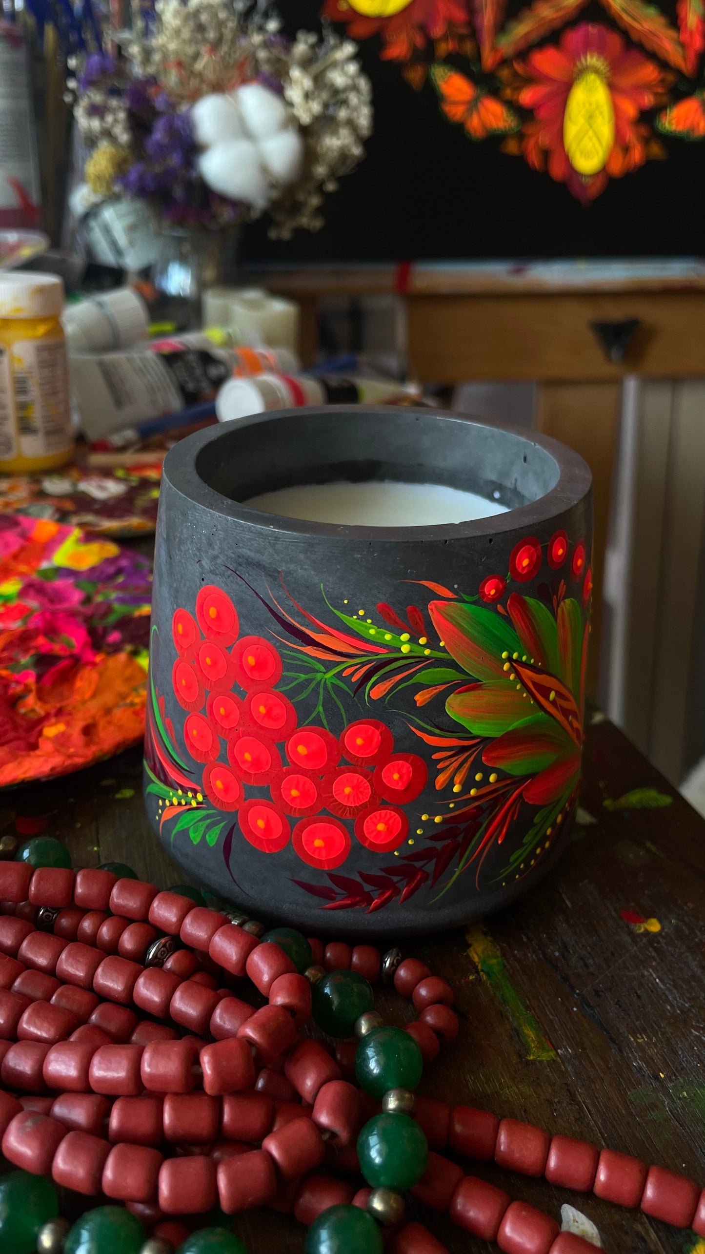 Hand painted candle, custom order