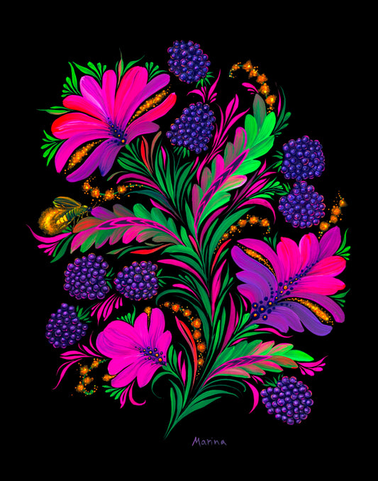 Fine art print Blackberries and Firefly