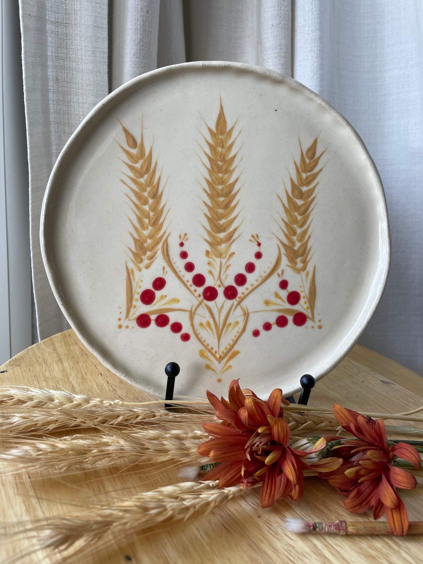 Hand painted ceramic plate Tryzub