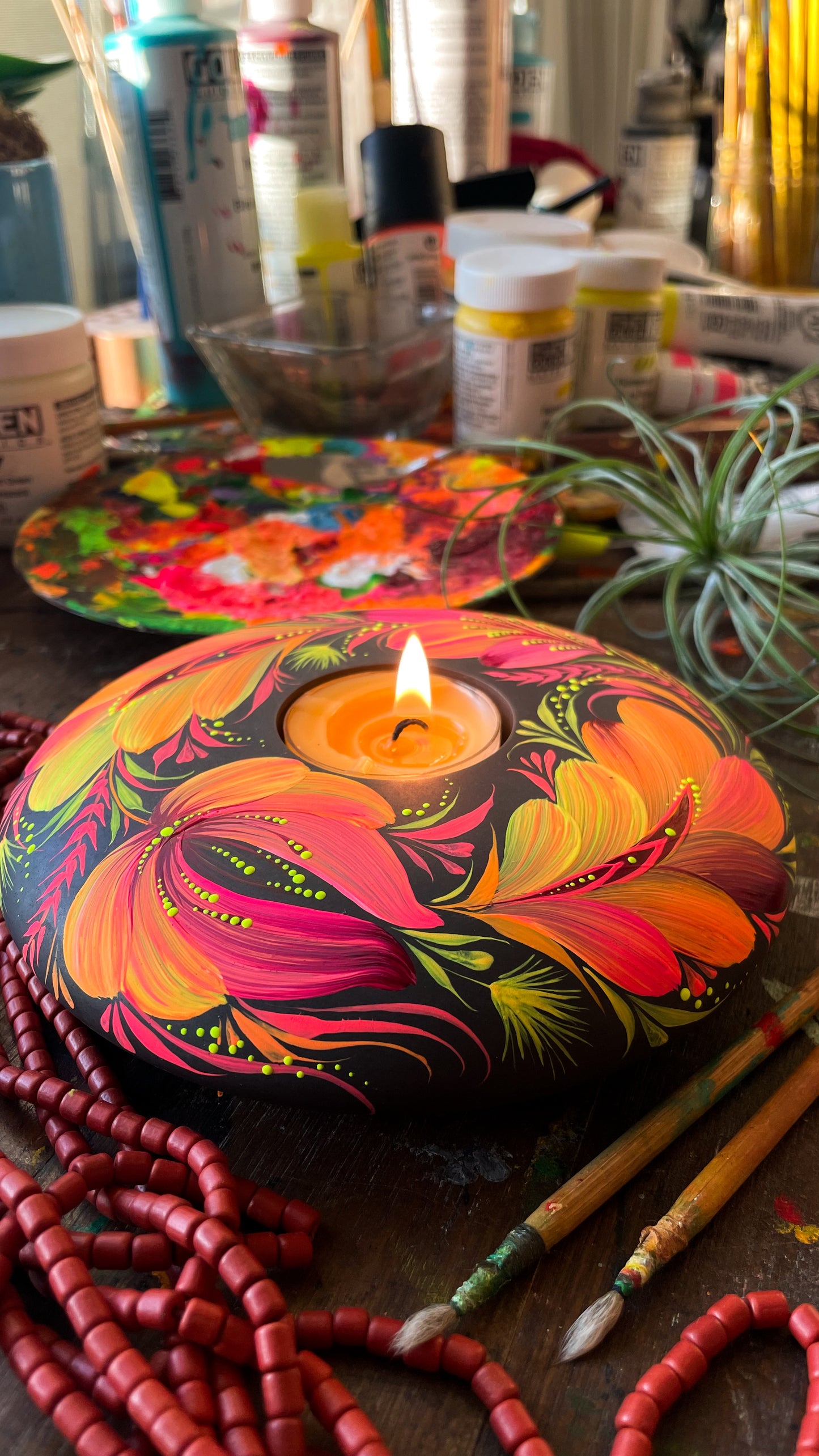 Hand painted candleholder Sunset